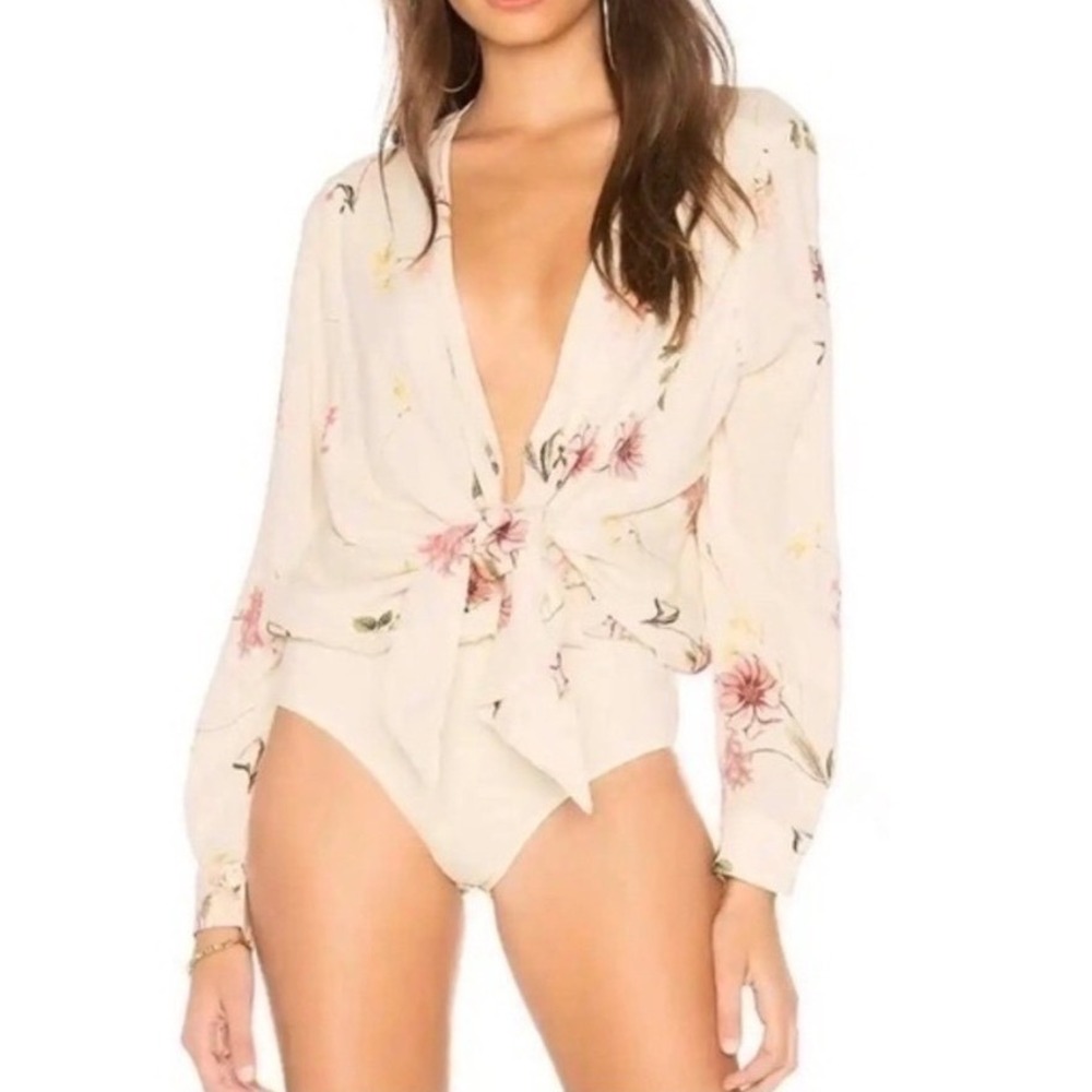 NWT Revolve Capulet Daria Floral Bodysuit - Medium‎ - Tie Front, Long Sleeve